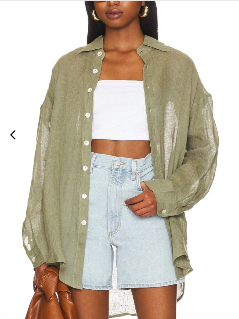 Vitamin A Playa Oversized Shirt Dress in Agave Green